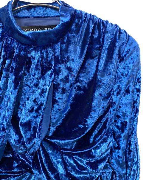 Y. PROJECT（ワイプロジェクト）Y. PROJECT (ワイプロジェクト) 変形ドレープベロアカットソー ブルー サイズ:34の古着・服飾アイテム