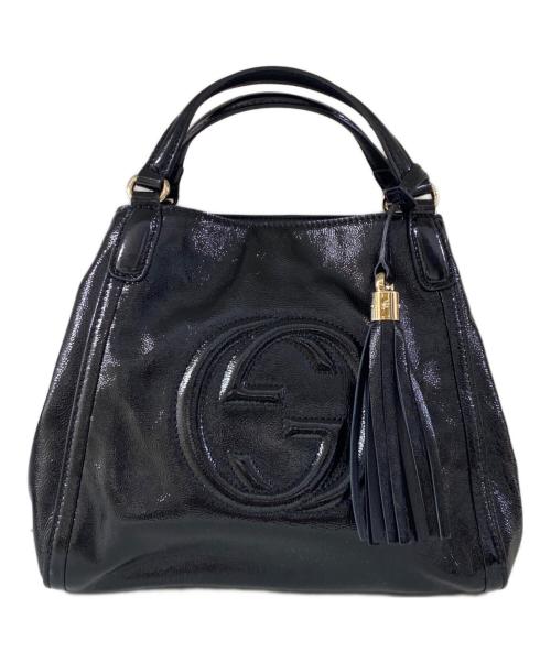 GUCCI（グッチ）GUCCI (グッチ) ソーホー 2WAYパテントレザーショルダーバッグ ブラック サイズ:OneSizeの古着・服飾アイテム