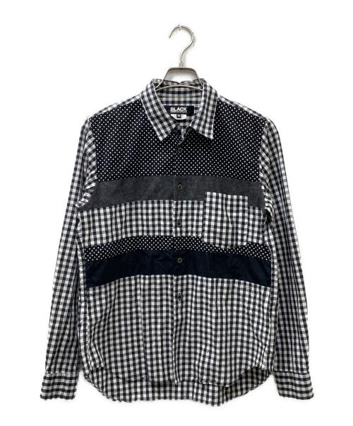 BLACK COMME des GARCONS（ブラックコムデギャルソン）BLACK COMME des GARCONS (ブラック コムデギャルソン) 切替パッチワークシャツ ブラック×ホワイト サイズ:Mの古着・服飾アイテム