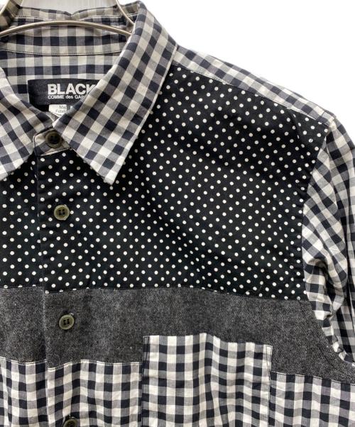 BLACK COMME des GARCONS（ブラックコムデギャルソン）BLACK COMME des GARCONS (ブラック コムデギャルソン) 切替パッチワークシャツ ブラック×ホワイト サイズ:Mの古着・服飾アイテム