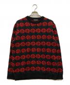 COOTIE PRODUCTIONSクーティープロダクツ）の古着「Rose Pattern Sweater 総柄ニット」｜レッド×ブラック