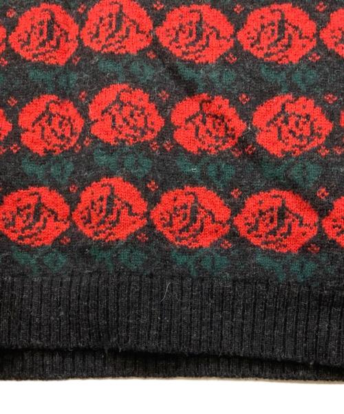 COOTIE PRODUCTIONS（クーティープロダクツ）COOTIE PRODUCTIONS (クーティープロダクツ) Rose Pattern Sweater 総柄ニット レッド×ブラック サイズ:Mの古着・服飾アイテム
