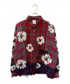 READYMADE×Denim Tearsレディメイド×デニムティアーズ）の古着「Cotton Wreath Check L/S Shirt」｜レッド×グリーン