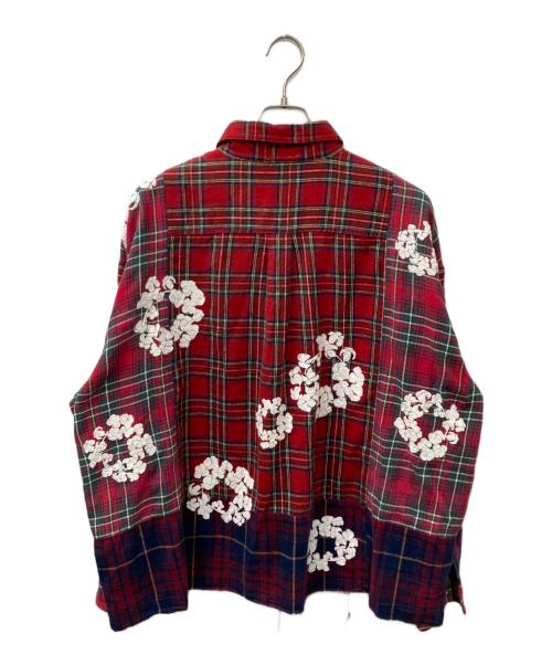READYMADE（レディメイド）READYMADE (レディメイド) Denim Tears (デニムティアーズ) Cotton Wreath Check L/S Shirt レッド×グリーン サイズ:1の古着・服飾アイテム