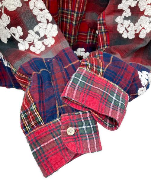 READYMADE（レディメイド）READYMADE (レディメイド) Denim Tears (デニムティアーズ) Cotton Wreath Check L/S Shirt レッド×グリーン サイズ:1の古着・服飾アイテム