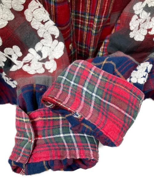 READYMADE（レディメイド）READYMADE (レディメイド) Denim Tears (デニムティアーズ) Cotton Wreath Check L/S Shirt レッド×グリーン サイズ:1の古着・服飾アイテム