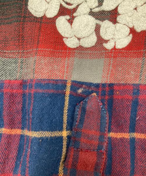 READYMADE（レディメイド）READYMADE (レディメイド) Denim Tears (デニムティアーズ) Cotton Wreath Check L/S Shirt レッド×グリーン サイズ:1の古着・服飾アイテム