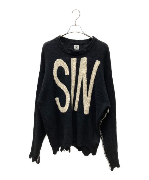 SAINT MICHAEL（セントマイケル）SAINT MICHAEL (セントマイケル) 21AW WOOL SWTER ニット セーター ブラック×ホワイト サイズ:SIZE XLの古着・服飾アイテム