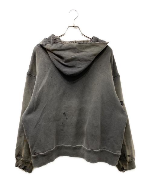 SAINT MICHAEL（セントマイケル）SAINT MICHAEL (セントマイケル) 24AW HOODIE/DBL FACE ダメージパーカー グレー サイズ:SIZE XLの古着・服飾アイテム