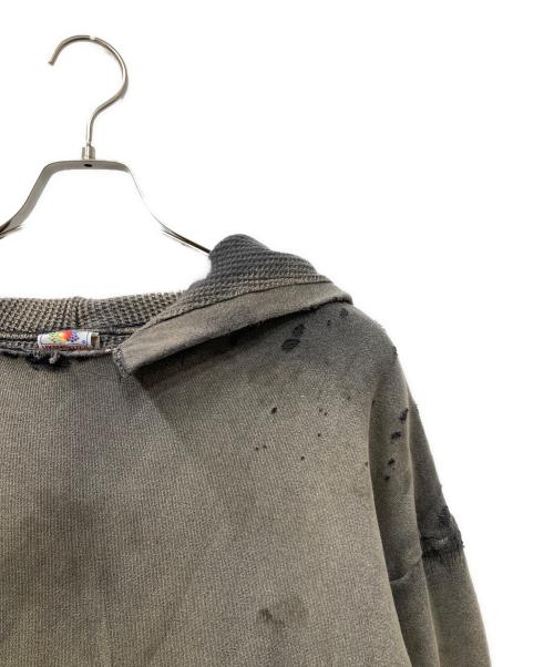 SAINT MICHAEL（セントマイケル）SAINT MICHAEL (セントマイケル) 24AW HOODIE/DBL FACE ダメージパーカー グレー サイズ:SIZE XLの古着・服飾アイテム