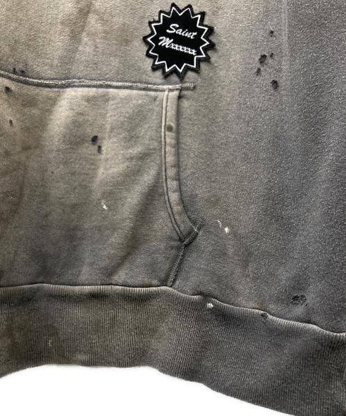 SAINT MICHAEL（セントマイケル）SAINT MICHAEL (セントマイケル) 24AW HOODIE/DBL FACE ダメージパーカー グレー サイズ:SIZE XLの古着・服飾アイテム