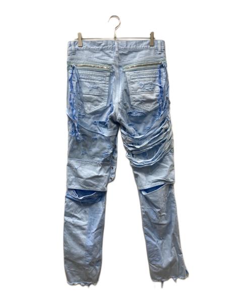 Midorikawa（ミドリカワ）Midorikawa (ミドリカワ) CRUST PANTS ダメージ加工パンツ スカイブルー サイズ:Lの古着・服飾アイテム