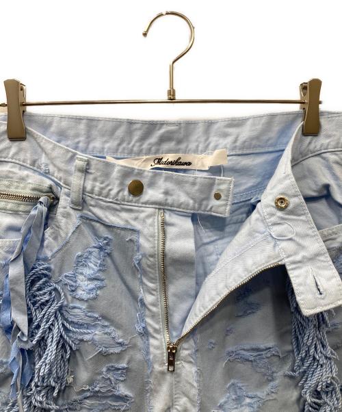 Midorikawa（ミドリカワ）Midorikawa (ミドリカワ) CRUST PANTS ダメージ加工パンツ スカイブルー サイズ:Lの古着・服飾アイテム