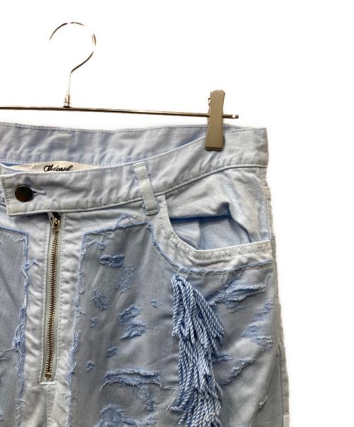 Midorikawa（ミドリカワ）Midorikawa (ミドリカワ) CRUST PANTS ダメージ加工パンツ スカイブルー サイズ:Lの古着・服飾アイテム