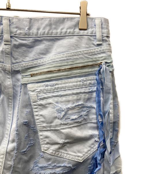 Midorikawa（ミドリカワ）Midorikawa (ミドリカワ) CRUST PANTS ダメージ加工パンツ スカイブルー サイズ:Lの古着・服飾アイテム