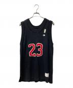 NEXUSVIIネクサスセブン）の古着「DAMAGED BASKET KNIT JERSEY」｜ブラック×レッド