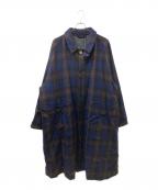 sillageシアージ）の古着「ウールオーバーサイズチェックコート」｜ネイビー×ブラウン