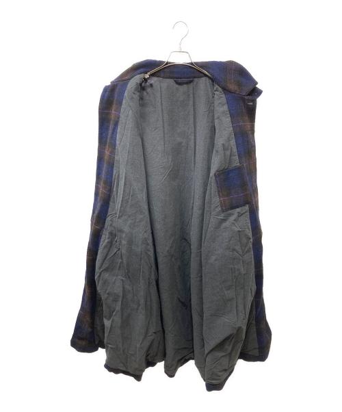 sillage（シアージ）Sillage (シアージ) ウールオーバーサイズチェックコート ネイビー×ブラウン サイズ:Freeの古着・服飾アイテム
