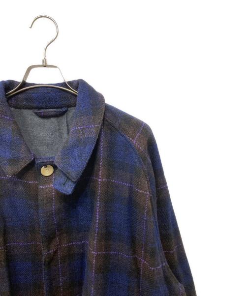 sillage（シアージ）Sillage (シアージ) ウールオーバーサイズチェックコート ネイビー×ブラウン サイズ:Freeの古着・服飾アイテム