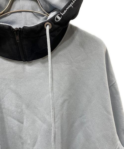 Champion（チャンピオン）Champion (チャンピオン) N.HOOLYWOOD (エヌ ハリウッド) コラボフーデッドスウェットシャツ ブルー×ブラック サイズ:Ｌの古着・服飾アイテム