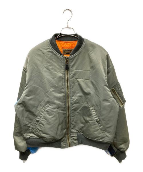 SAINT MICHAEL（セントマイケル）SAINT MICHAEL (セントマイケル) MA-1/DAMEGE/KHAKI オリーブ×ブルー サイズ:Lの古着・服飾アイテム