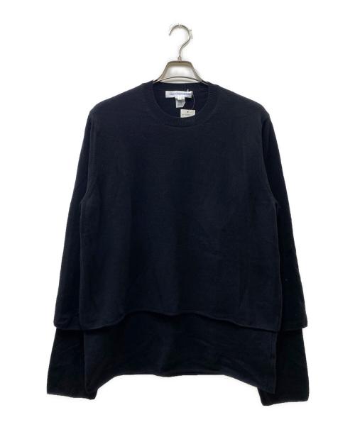 COMME des GARCONS SHIRT（コムデギャルソンシャツ）COMME des GARCONS SHIRT (コムデギャルソンシャツ) ウール レイヤードニット ブラック サイズ:Lの古着・服飾アイテム