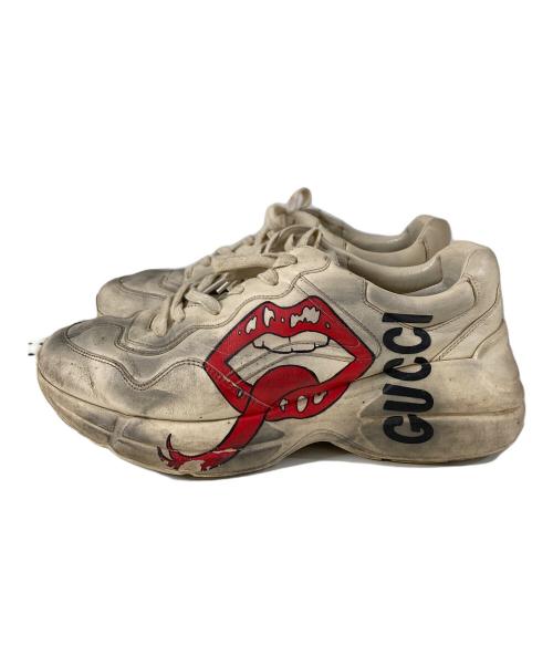 GUCCI（グッチ）GUCCI (グッチ) 19ss ライトン マウス プリントローカットスニーカー ホワイト サイズ:SIZE 7 1/2の古着・服飾アイテム