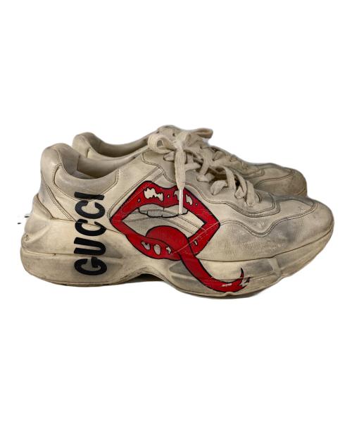 GUCCI（グッチ）GUCCI (グッチ) 19ss ライトン マウス プリントローカットスニーカー ホワイト サイズ:SIZE 7 1/2の古着・服飾アイテム