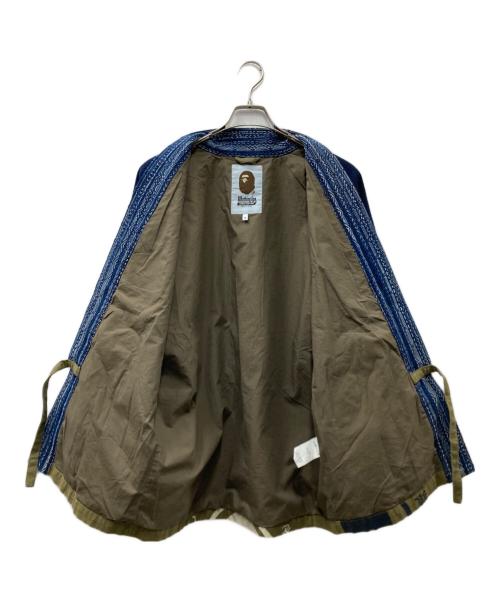 A BATHING APE（ア ベイシング エイプ）A BATHING APE (ア ベイシング エイプ) MILITARY KIMONO JACKET ユーズド加工着物ジャケット ネイビー×グリーン サイズ:Mの古着・服飾アイテム