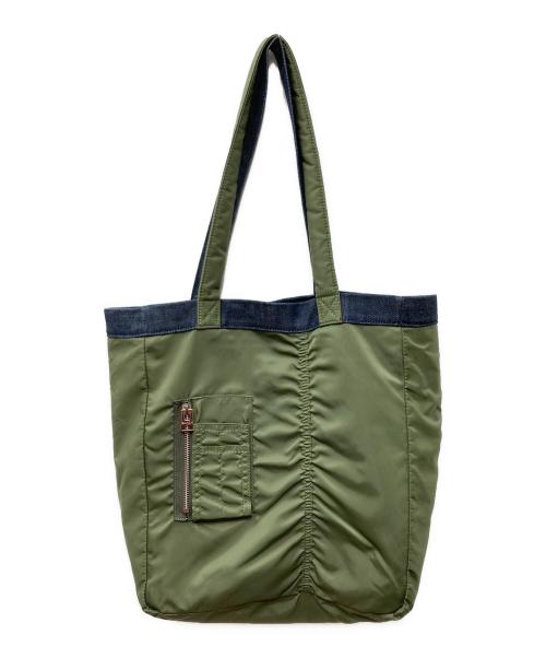 A.P.C.（アーペーセー）A.P.C. (アーペーセー) sacai (サカイ) リバーシブルトートバッグ オリーブ×インディゴ サイズ:OneSizeの古着・服飾アイテム