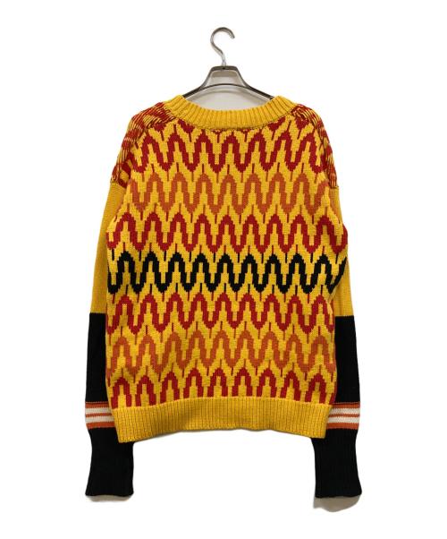 NEIL BARRETT（ニールバレット）NEIL BARRETT (ニールバレット) Embroidered Dropped Shoulder Fit V-Neck Sweater イエロー サイズ:Mの古着・服飾アイテム