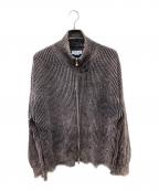 MAISON SPECIALメゾンスペシャル）の古着「Snow Wash Damaged Prime-Over Drivers Knit」｜ピンク×ブラック