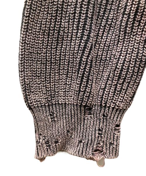 MAISON SPECIAL（メゾンスペシャル）MAISON SPECIAL (メゾンスペシャル) Snow Wash Damaged Prime-Over Drivers Knit ピンク×ブラック サイズ:SIZE 2の古着・服飾アイテム