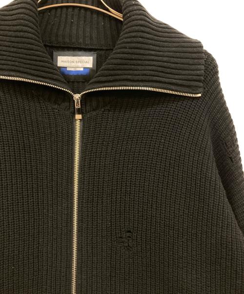 MAISON SPECIAL（メゾンスペシャル）MAISON SPECIAL (メゾンスペシャル) プライムオーバークレイジークラッシュ畦ドライバーズニット ブラック サイズ:2の古着・服飾アイテム