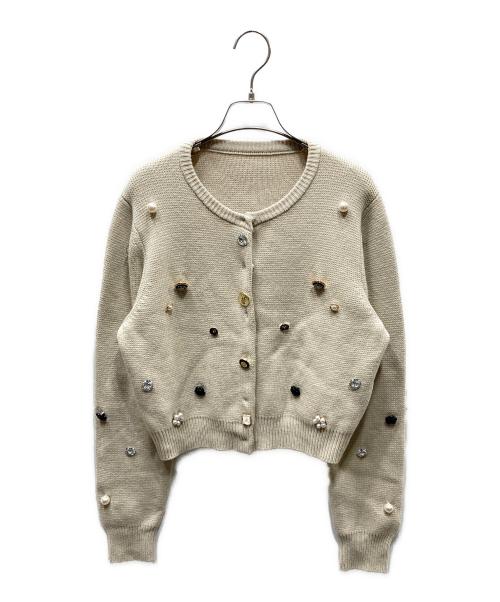 Ameri（アメリ）AMERI (アメリ) TWINKLE BIJOU SHORT KNIT TOP アイボリー サイズ:SIZE Mの古着・服飾アイテム