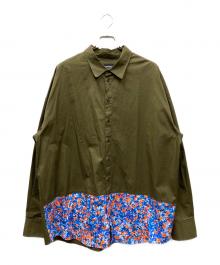 DSQUARED2（ディースクエアード）の古着「オーバーサイズ切替花柄シャツ」｜オリーブ×ブルー