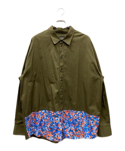 DSQUARED2（ディースクエアード）DSQUARED2 (ディースクエアード) オーバーサイズ切替花柄シャツ オリーブ×ブルー サイズ:SIZE 48の古着・服飾アイテム