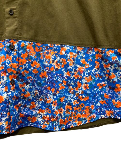DSQUARED2（ディースクエアード）DSQUARED2 (ディースクエアード) オーバーサイズ切替花柄シャツ オリーブ×ブルー サイズ:SIZE 48の古着・服飾アイテム