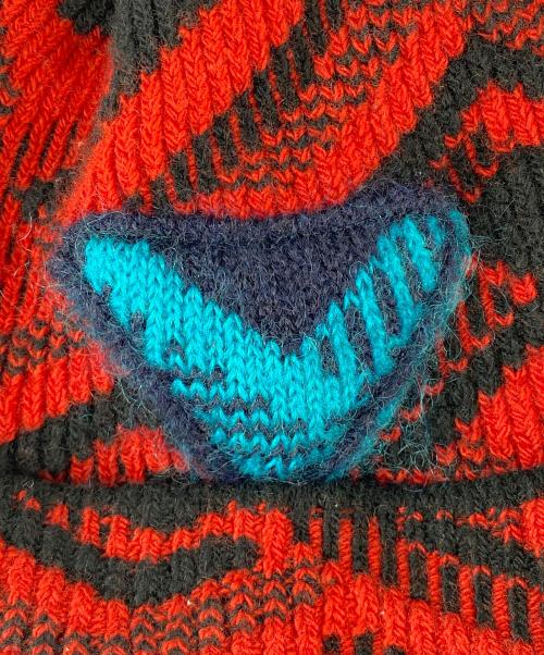 PRADA（プラダ）PRADA (プラダ) ウールカシミヤニットビーニー レッド×ブラック サイズ:SIZE Mの古着・服飾アイテム