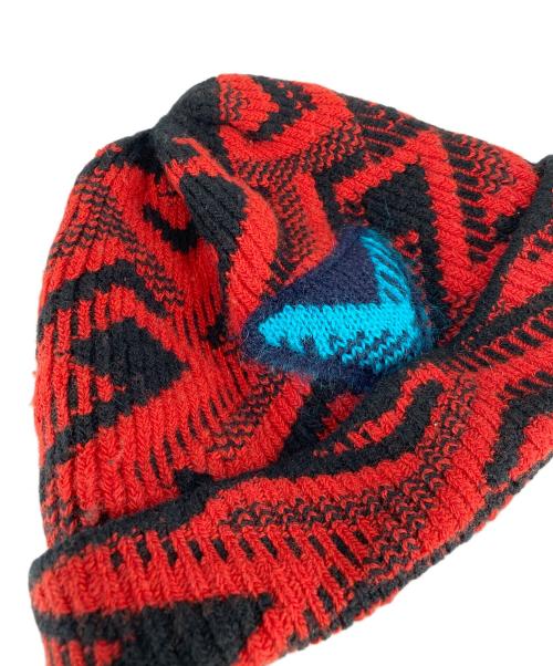 PRADA（プラダ）PRADA (プラダ) ウールカシミヤニットビーニー レッド×ブラック サイズ:SIZE Mの古着・服飾アイテム