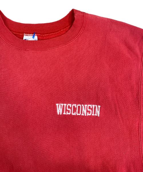 Champion（チャンピオン）Champion (チャンピオン) 90's 刺繍デザインリバースウィーブスウェット レッド×ホワイト サイズ:XLの古着・服飾アイテム