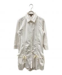 LOUIS VUITTON（ルイ ヴィトン）の古着「モノグラム柄 ストライプシャツワンピース」｜ホワイト×ブラック