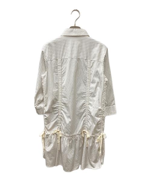 LOUIS VUITTON（ルイ ヴィトン）LOUIS VUITTON (ルイ ヴィトン) モノグラム柄 ストライプシャツワンピース ホワイト×ブラック サイズ:36の古着・服飾アイテム