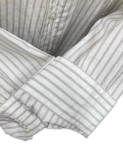 LOUIS VUITTON（ルイ ヴィトン）LOUIS VUITTON (ルイ ヴィトン) モノグラム柄 ストライプシャツワンピース ホワイト×ブラック サイズ:36の古着・服飾アイテム