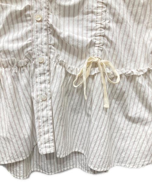 LOUIS VUITTON（ルイ ヴィトン）LOUIS VUITTON (ルイ ヴィトン) モノグラム柄 ストライプシャツワンピース ホワイト×ブラック サイズ:36の古着・服飾アイテム