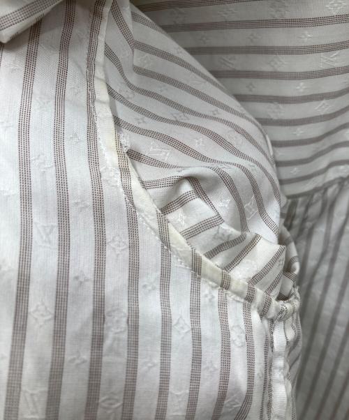 LOUIS VUITTON（ルイ ヴィトン）LOUIS VUITTON (ルイ ヴィトン) モノグラム柄 ストライプシャツワンピース ホワイト×ブラック サイズ:36の古着・服飾アイテム
