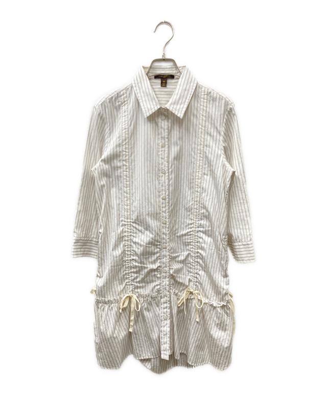 Louis Vuitton, LOUIS VUITTON モノグラム柄 ストライプシャツワンピース ホワイト×ブラック
