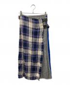 O'NEIL OF DUBLINオニールオブダブリン）の古着「リネン ラップロングスカート」｜グレー×ブルー