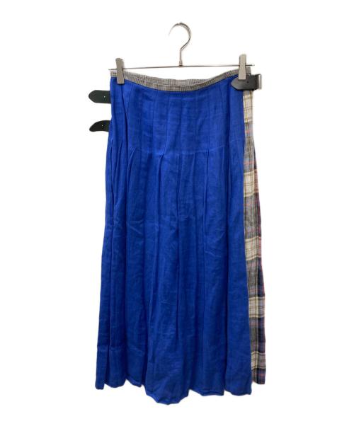 O'NEIL OF DUBLIN（オニールオブダブリン）O'NEIL OF DUBLIN (オニールオブダブリン) リネン ラップロングスカート グレー×ブルー サイズ:36の古着・服飾アイテム