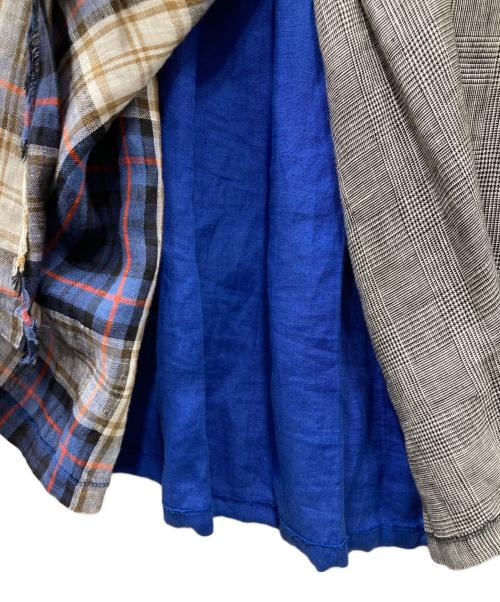 O'NEIL OF DUBLIN（オニールオブダブリン）O'NEIL OF DUBLIN (オニールオブダブリン) リネン ラップロングスカート グレー×ブルー サイズ:36の古着・服飾アイテム